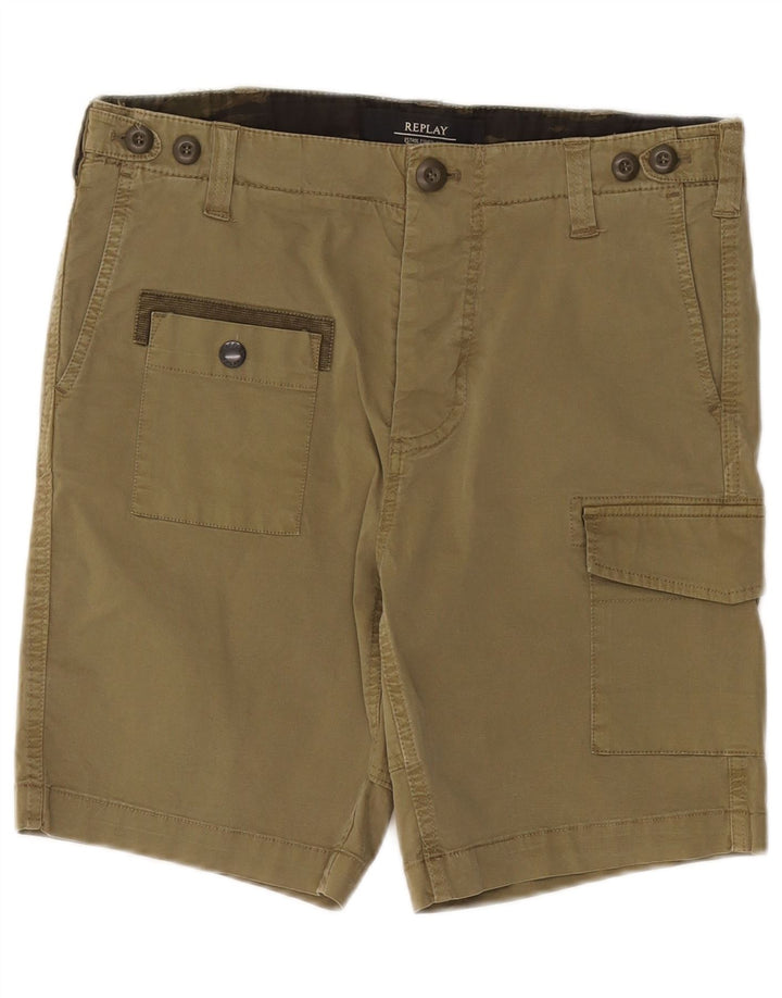 REPLAY Short Cargo Homme W29 Petit Kaki Coton