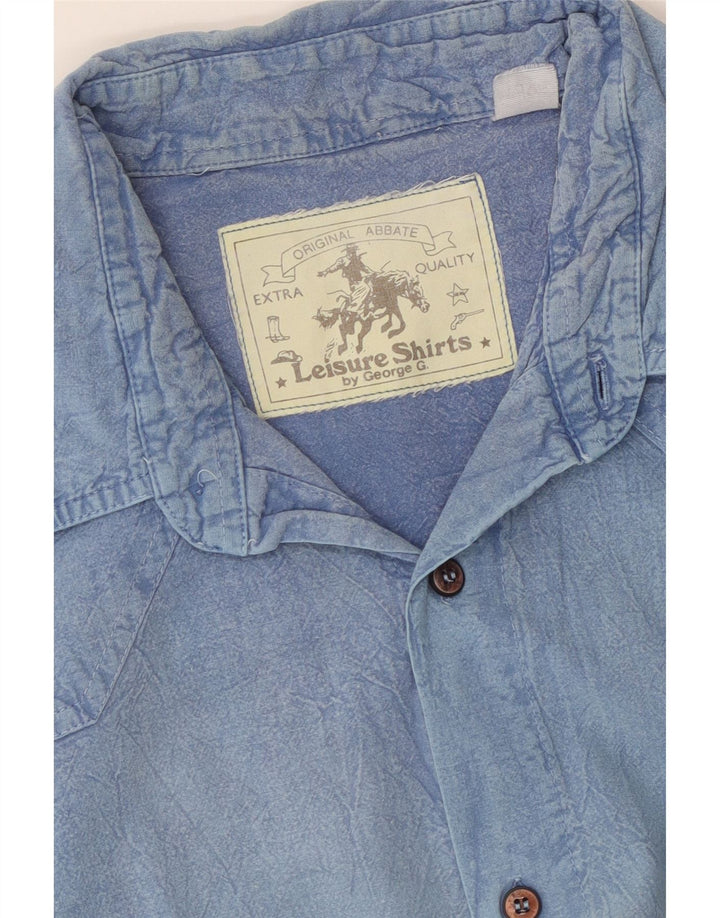 vintage Chemise à manches courtes pour hommes Grand Bleu