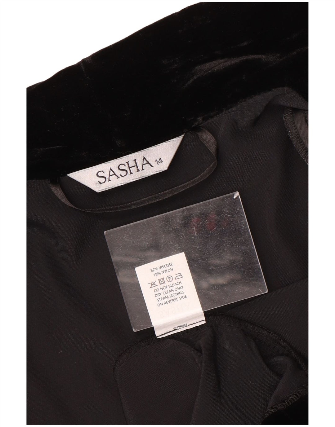 Sasha Veste blazer ouverte en velours pour femme UK 14 Large Noir Viscose