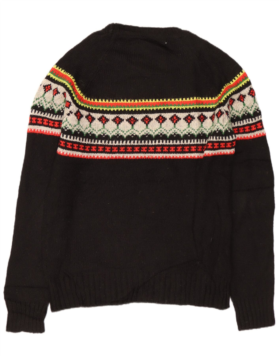 SUPERDRY Pull Col Rond Homme Noir Moyen Fair Isle Acrylique