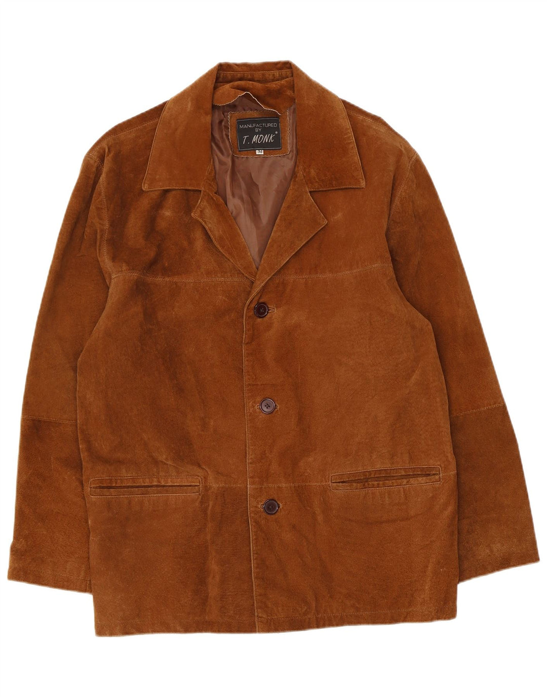 vintage Homme 3 Boutons Blazer En Daim Veste UK 38 Cuir Marron Moyen