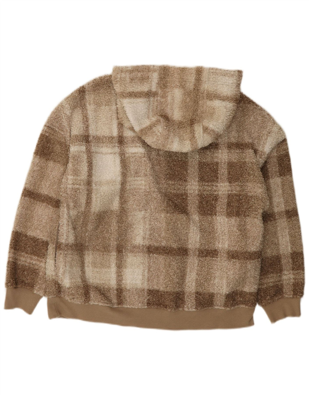 Marks & Spencer Pull polaire à col zippé pour femme UK 14 Marron moyen à carreaux
