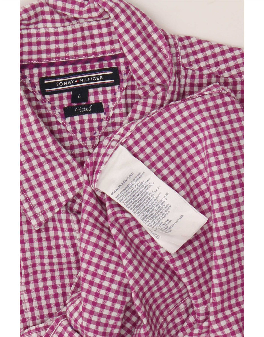 Tommy Hilfiger Chemise ajustée pour femme US 6 en coton vichy violet moyen