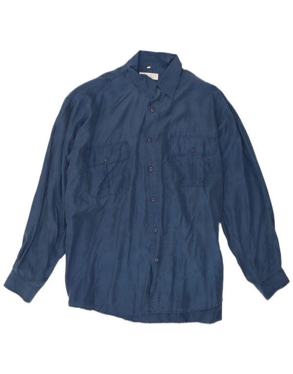 Chemise Homme Vintage Grande Soie Bleue