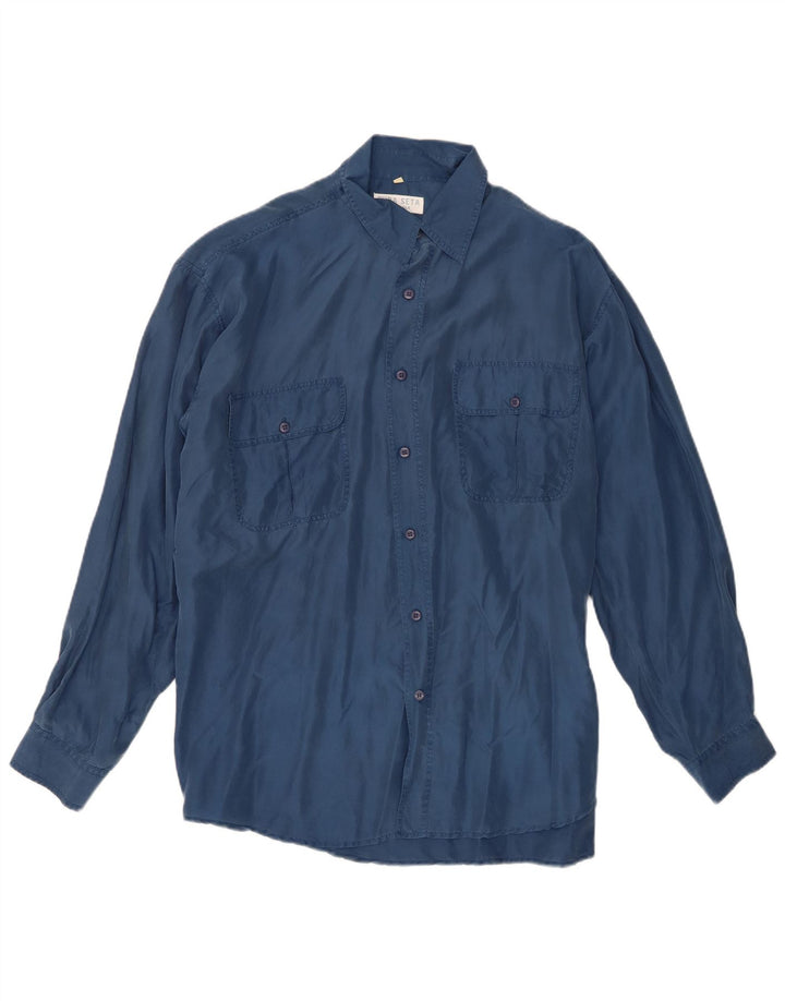 Chemise Homme Vintage Grande Soie Bleue