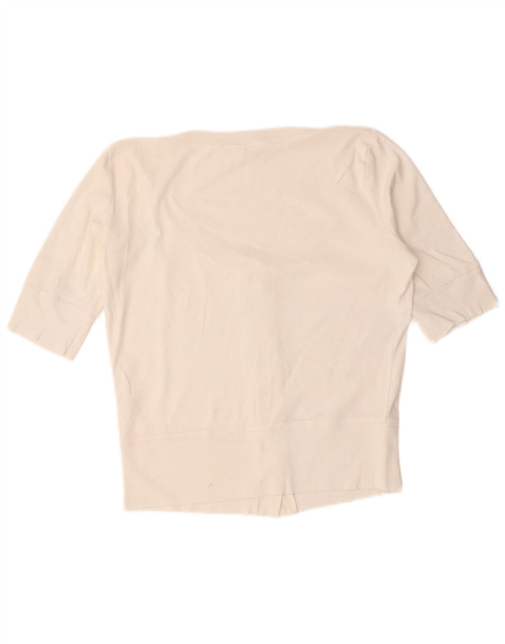 Marks & Spencer Pull cardigan à manches courtes pour femme UK 12 Blanc moyen