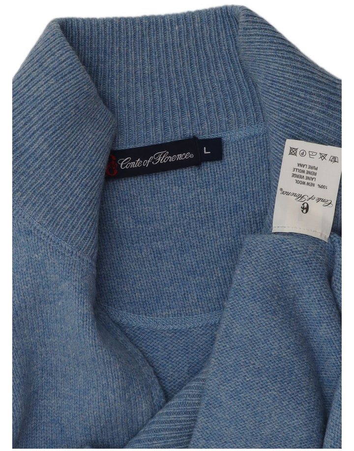 Conte of Florence Cardigan pour homme en laine vierge bleue