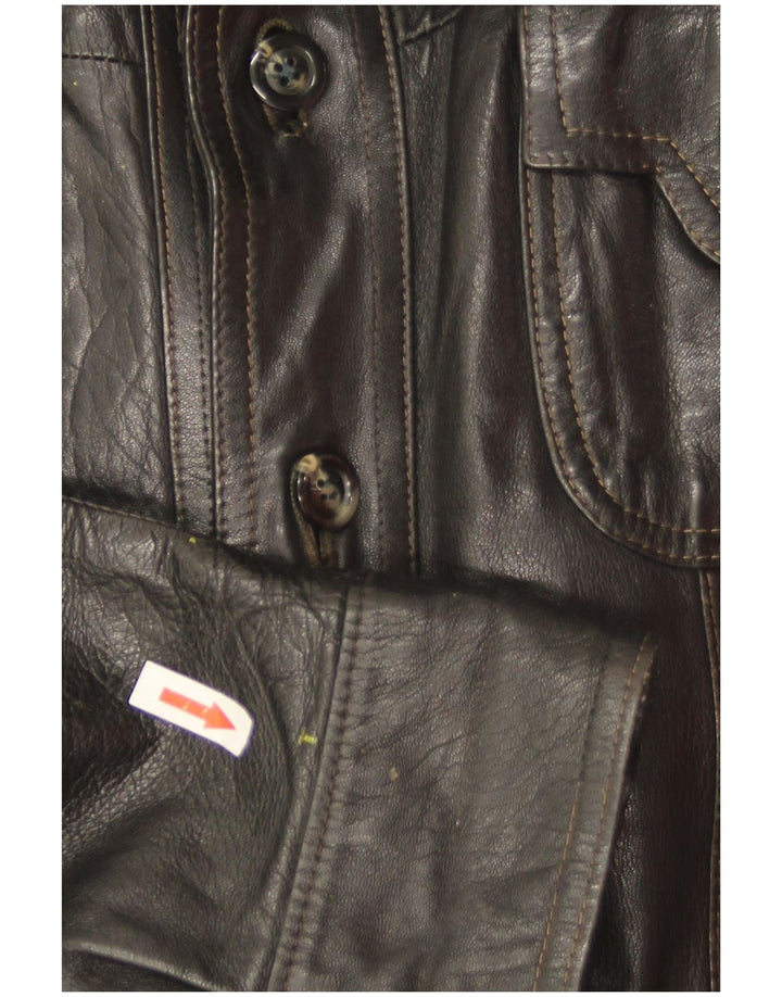 veste en cuir homme vintage UK 36 Petit Noir