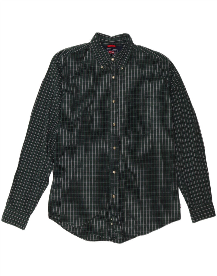 WRANGLER Chemise en flanelle pour homme en coton à carreaux vert moyen