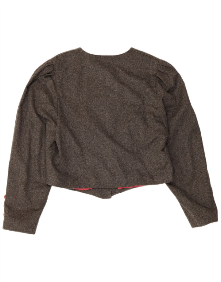 Julius Lang Veste blazer courte à 6 boutons pour femme UK 14 en laine gris moyen