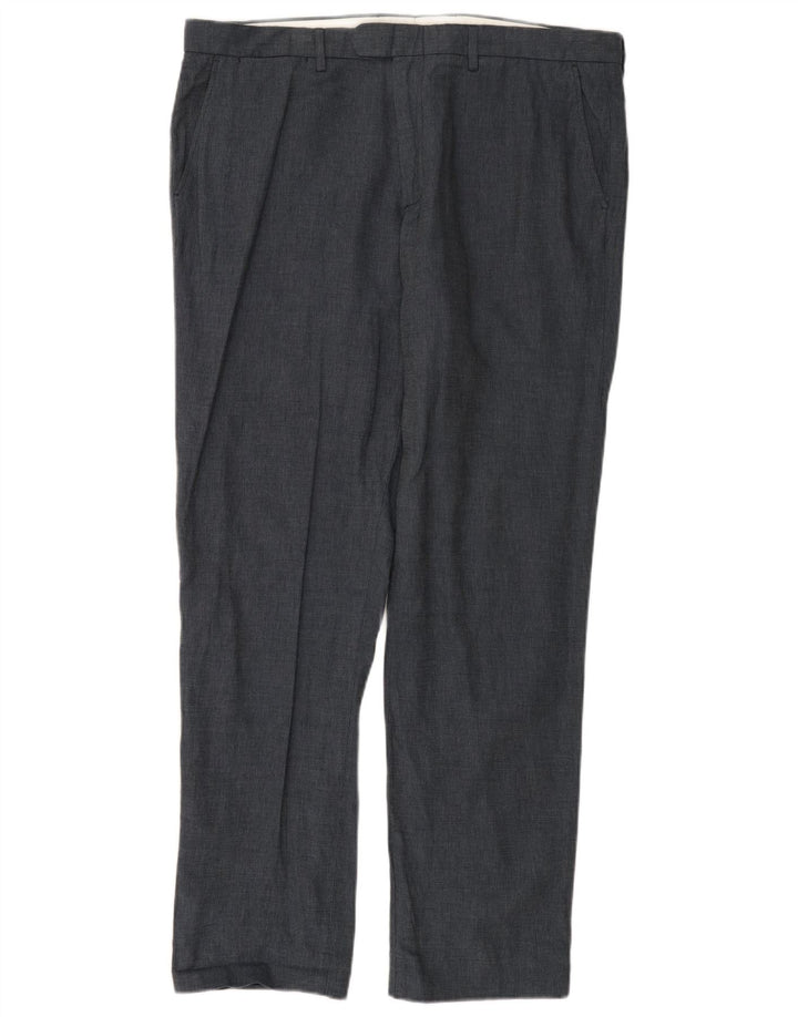J. CREW Pantalon de Costume Droit BOWERY Homme W36 L32 Lin Bleu Marine