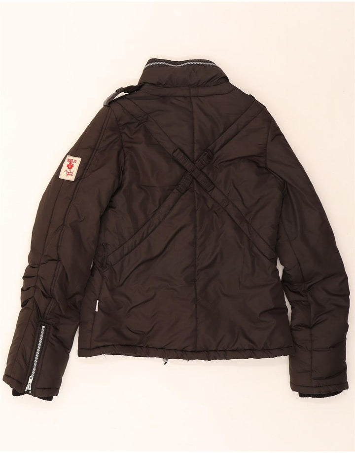 KHUJO Womens Eagles Padded Jacket UK 14 Large Brown Polyester Vintage KHUJO and Second-Hand KHUJO from Messina Hembry 