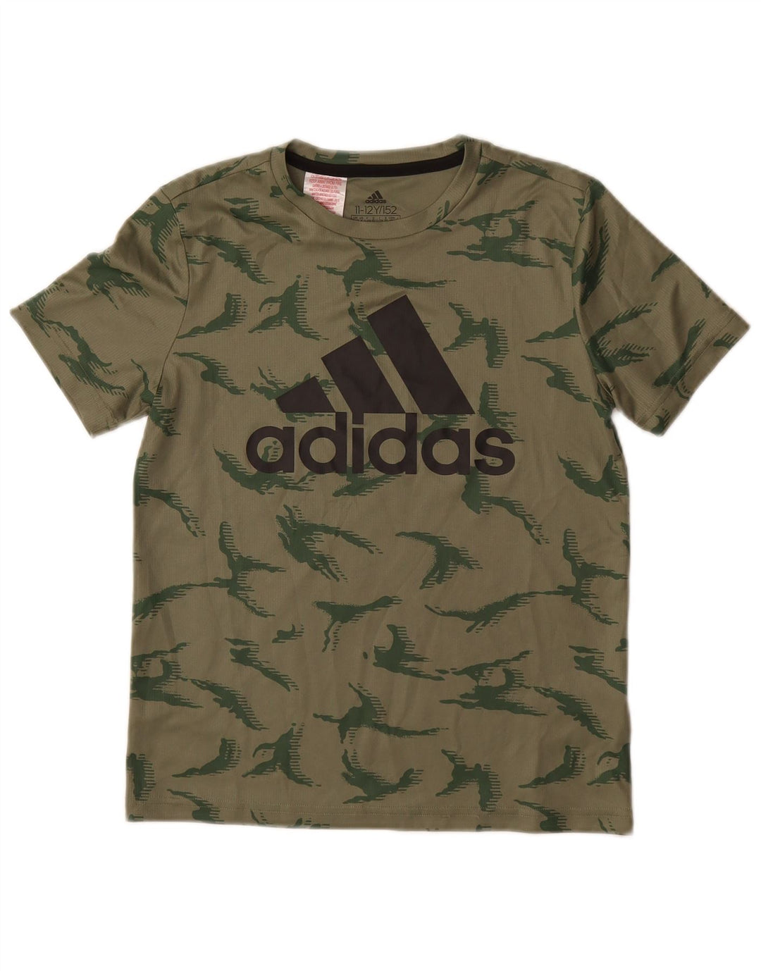 ADIDAS Haut T-Shirt Graphique Garçon 11-12 ans Vert Camouflage Polyester