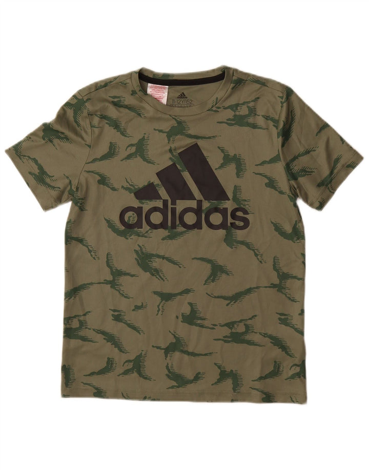ADIDAS Haut T-Shirt Graphique Garçon 11-12 ans Vert Camouflage Polyester
