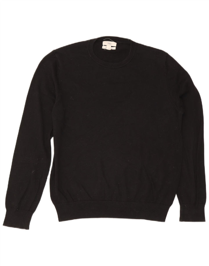 Marks & Spencer Pull à col rond pour homme en coton noir Taille L