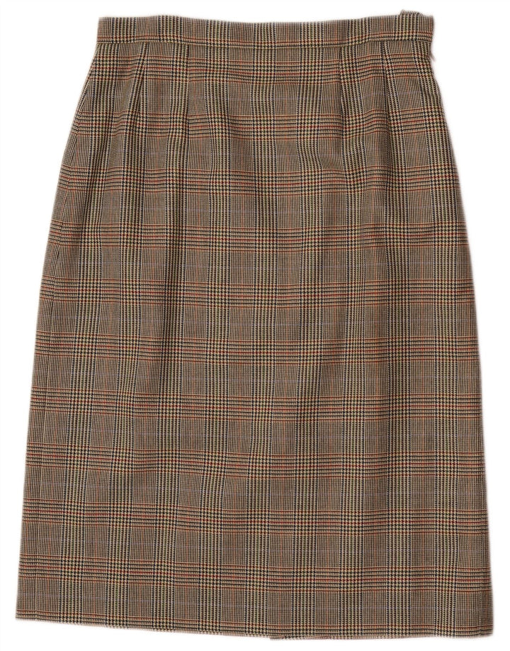 Aquascutum Jupe Droite Femme W32 Grand Pied De Poule Marron