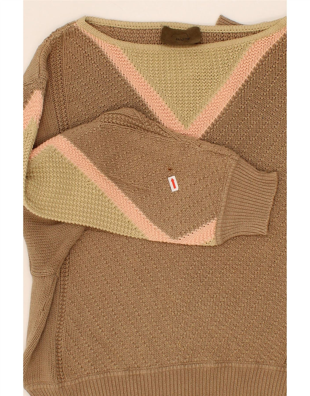 BOGNER Womens Boat Neck Jumper Sweater UK 14 Medium Brown Colourblock Vintage Bogner and Second-Hand Bogner from Messina Hembry 
