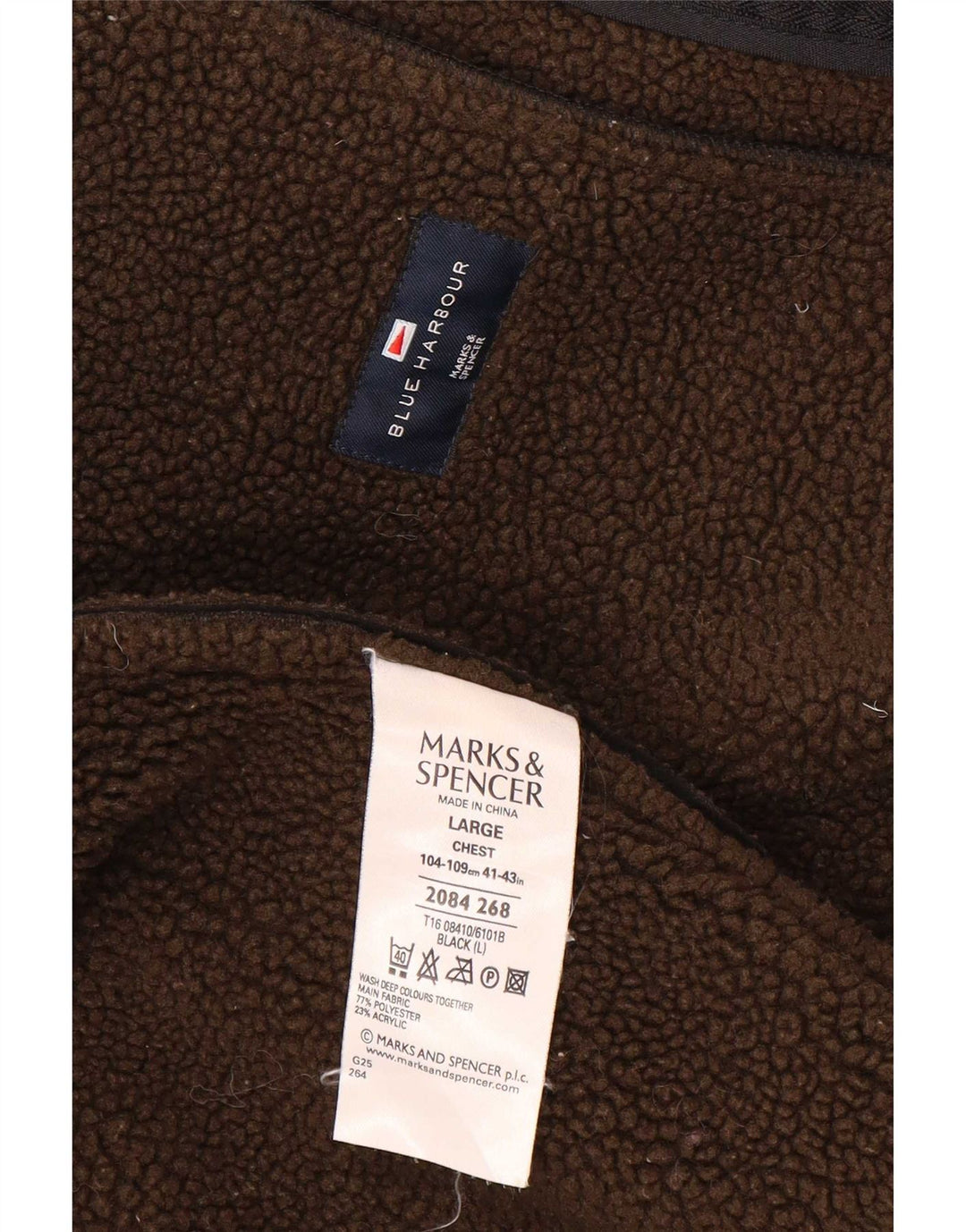 Marks & Spencer Veste Sherpa Blue Harbour pour homme UK 40 Large Noir Polyester