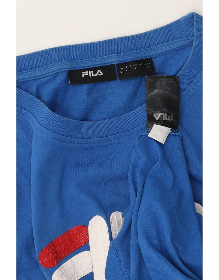 Fila T-shirt graphique pour hommes, grand, bleu, coton