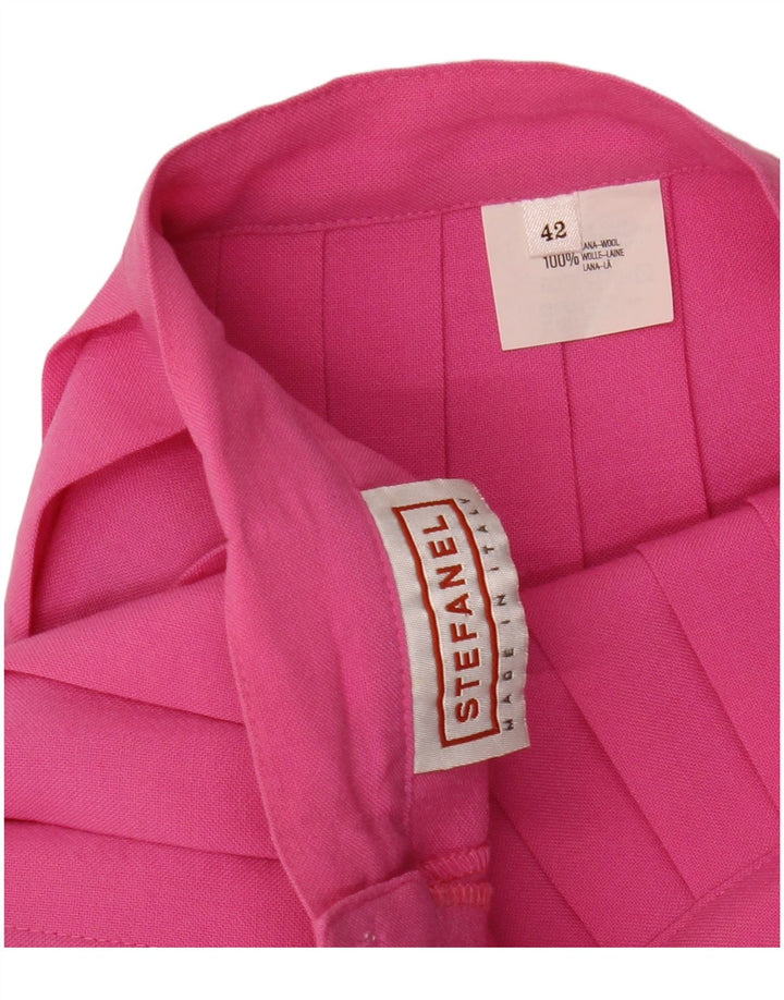 Stefanel Femmes Mini Couteau Jupe Plissée IT 42 Moyen W25 Laine Rose