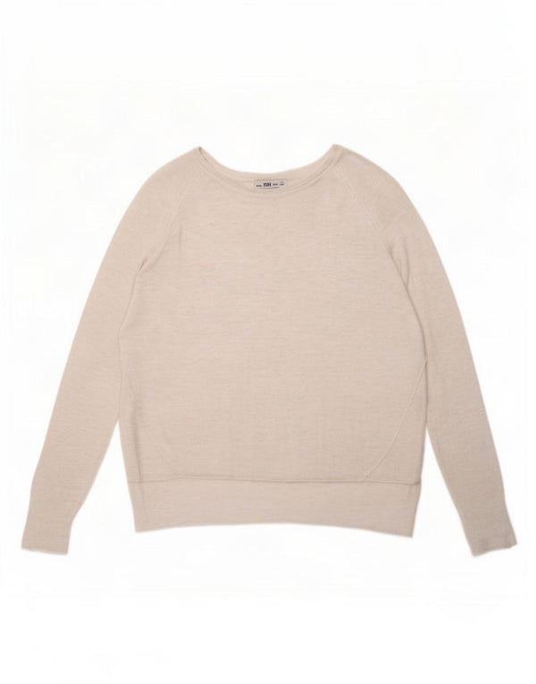 Zara Pull col bateau pour femme UK 14 Medium Blanc moucheté