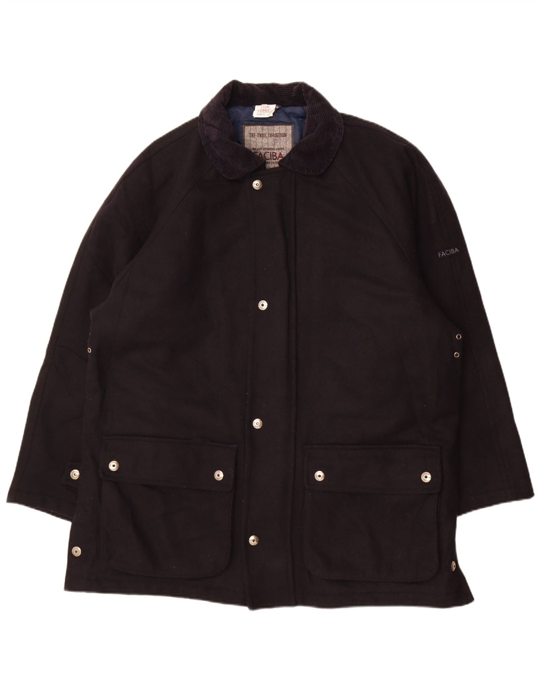 Faciba Pardessus Homme IT 50 Large Bleu Marine Laine