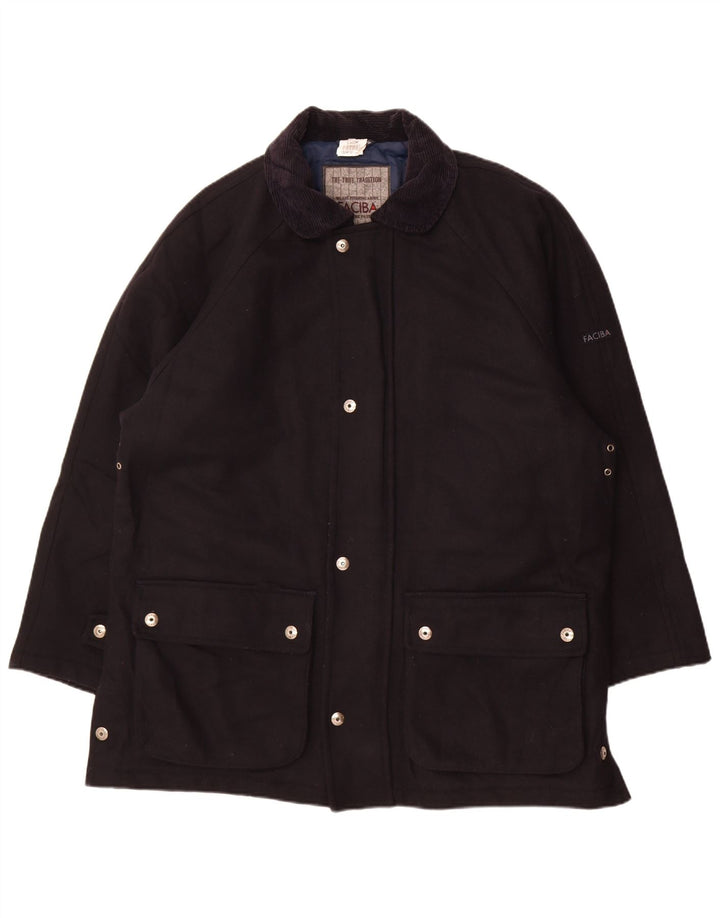 Faciba Pardessus Homme IT 50 Large Bleu Marine Laine