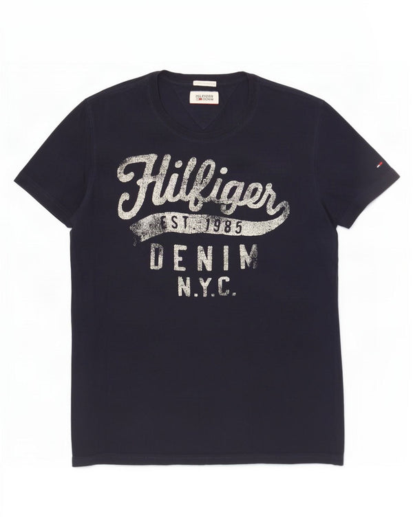 Tommy Hilfiger T-shirt graphique pour hommes, grand, bleu marine, coton