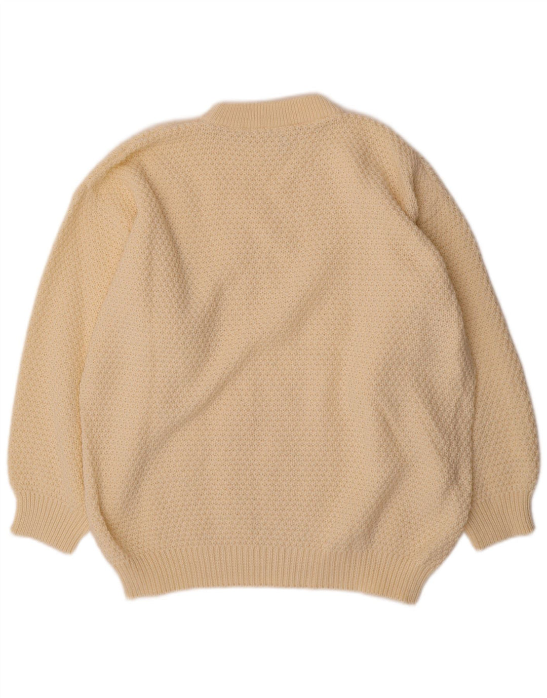 VINTAGE Femme Crew Neck Jumper Pull UK 20 2XL Off White Polyacrylique