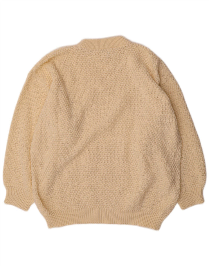 VINTAGE Femme Crew Neck Jumper Pull UK 20 2XL Off White Polyacrylique