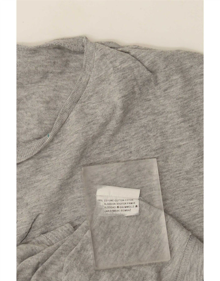 Benetton Femme T-Shirt Graphique Haut Large Gris Moucheté Coton