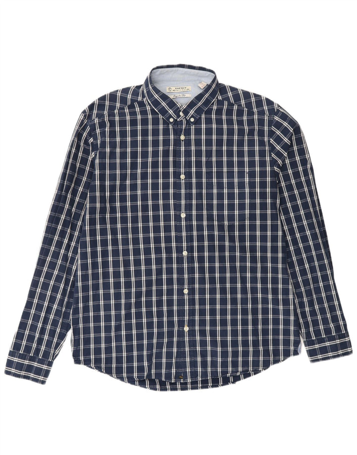 ESPRIT Chemise Homme XL Bleu Marine Carreaux Coton