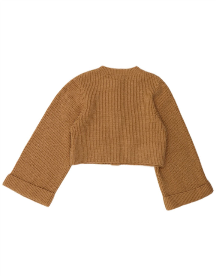Zara Womens Crop Cardigan Pull UK 12 Beige Moyen
