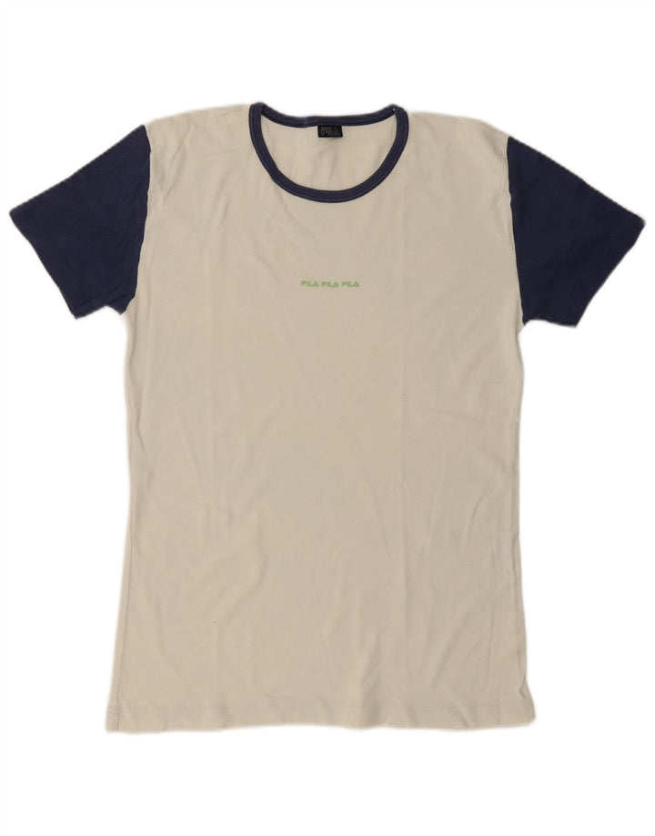 Fila T-Shirt Graphique Homme Blanc cassé moyen en coton colour block