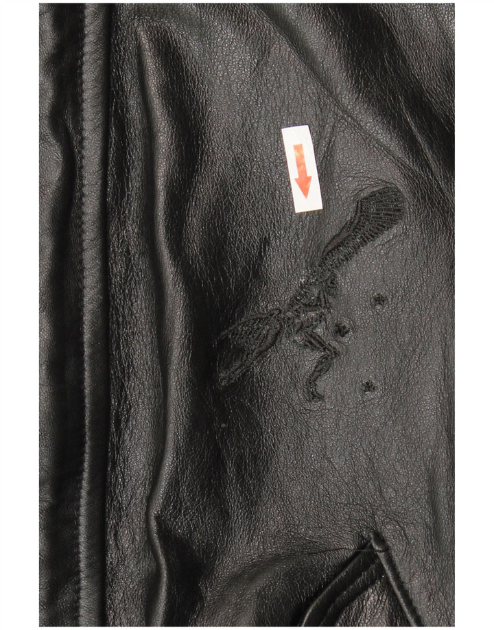 VINTAGE Veste en cuir homme UK 36 Petit cuir noir