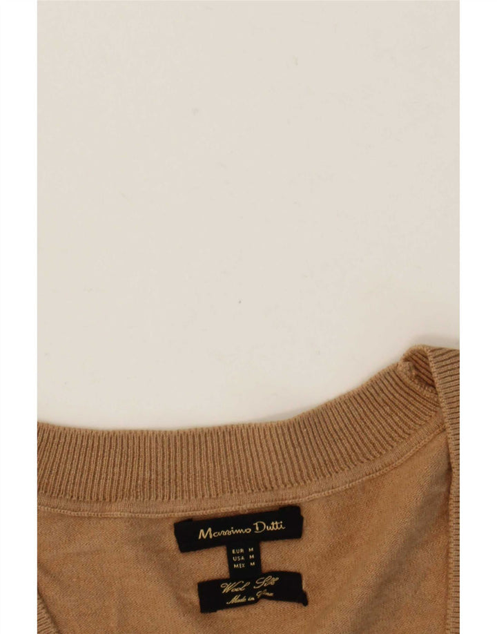Massimo Dutti Pull col V pour femme UK 12 Laine beige moyen