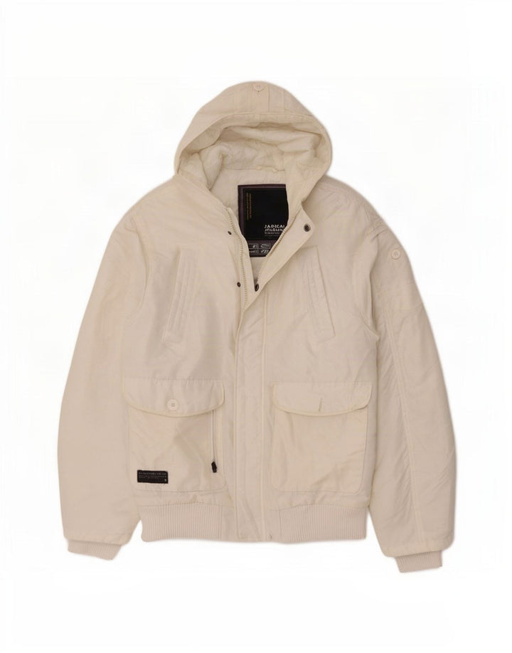 Jack & Jones Veste Bomber À Capuche Homme UK 38 Medium Blanc Polyester