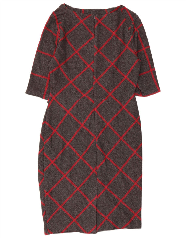 JASPER CONRAN Robe fourreau à manches 3/4 pour femme UK 14 Gris moyen à carreaux