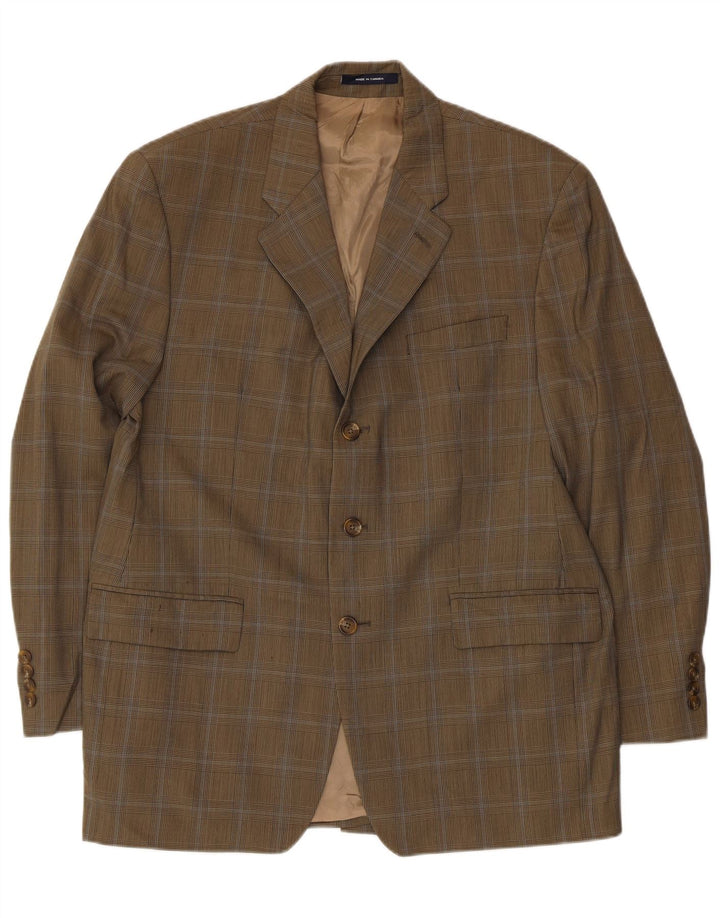 Chaps Ralph Lauren Veste blazer à 3 boutons pour homme UK 40 Grand carreaux kaki
