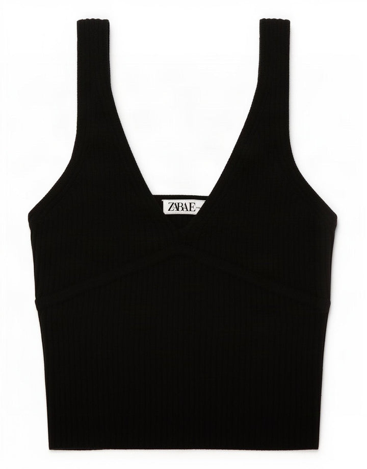Zara Femme Cami Top UK 12 Medium Noir Viscose