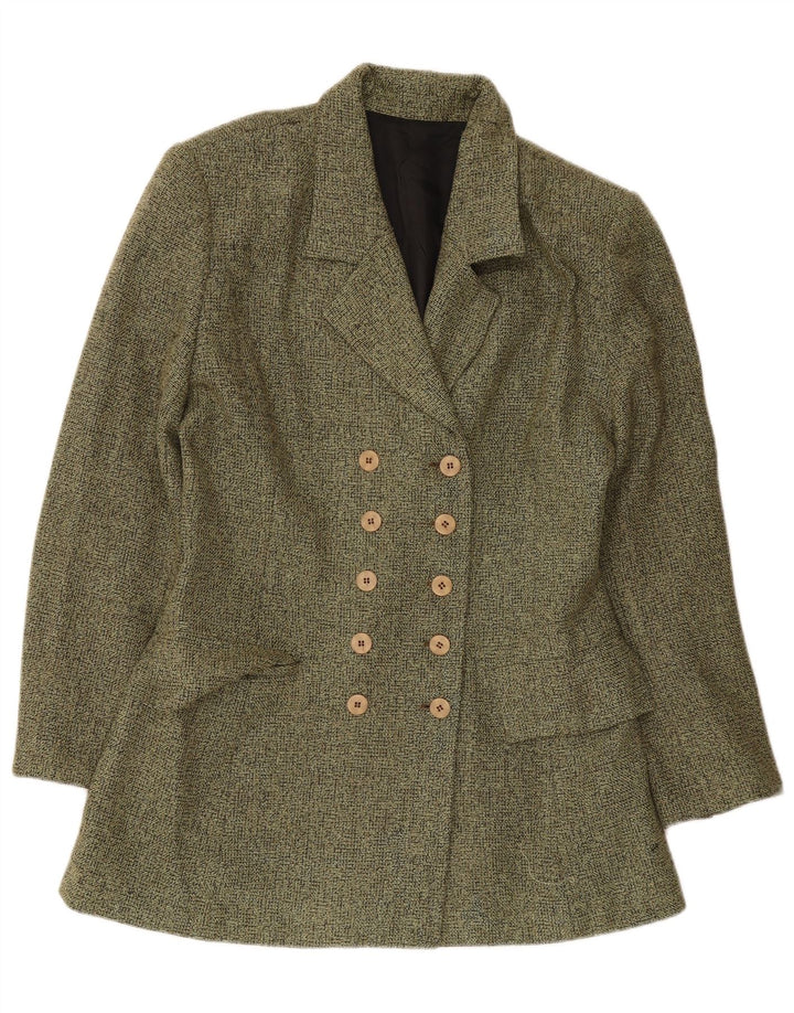 vintage Femme Double Breasted Blazer Veste UK 14 Vert Moyen