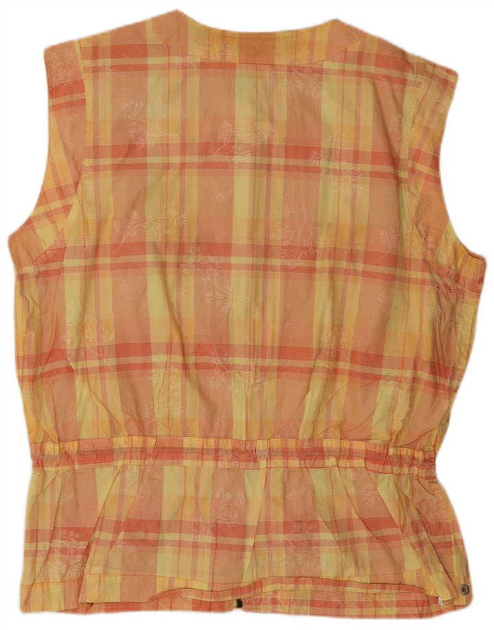 gilet surdimensionné femme vintage IT 46 Grand coton à carreaux jaunes