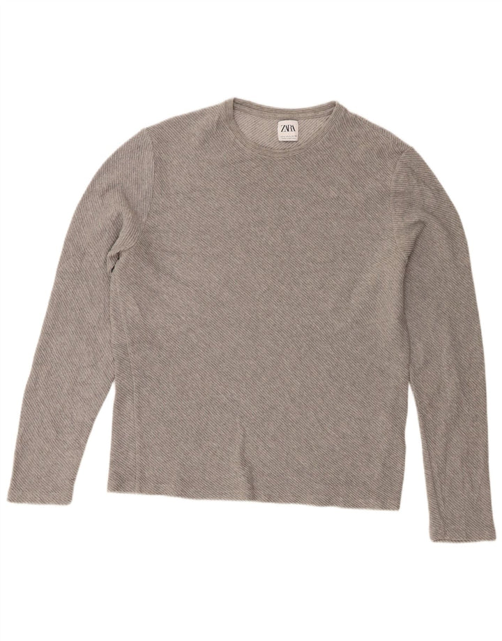 Zara Homme Top Manches Longues Large Gris Coton
