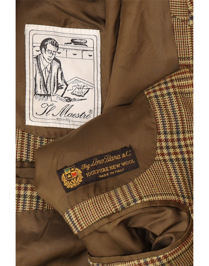 vintage Mens 2 Bouton Blazer Veste UK 40 Grand Pied-de-poule Beige