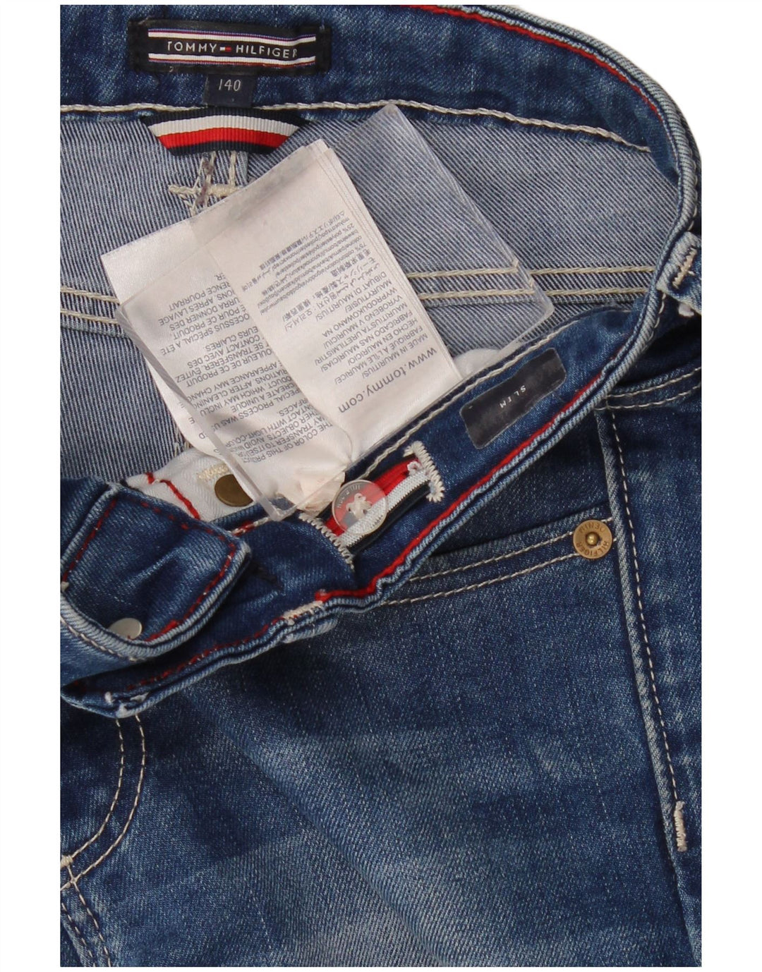 TOMMY HILFIGER Jean Slim Garçon 9-10 ans W26 L24 Bleu Coton