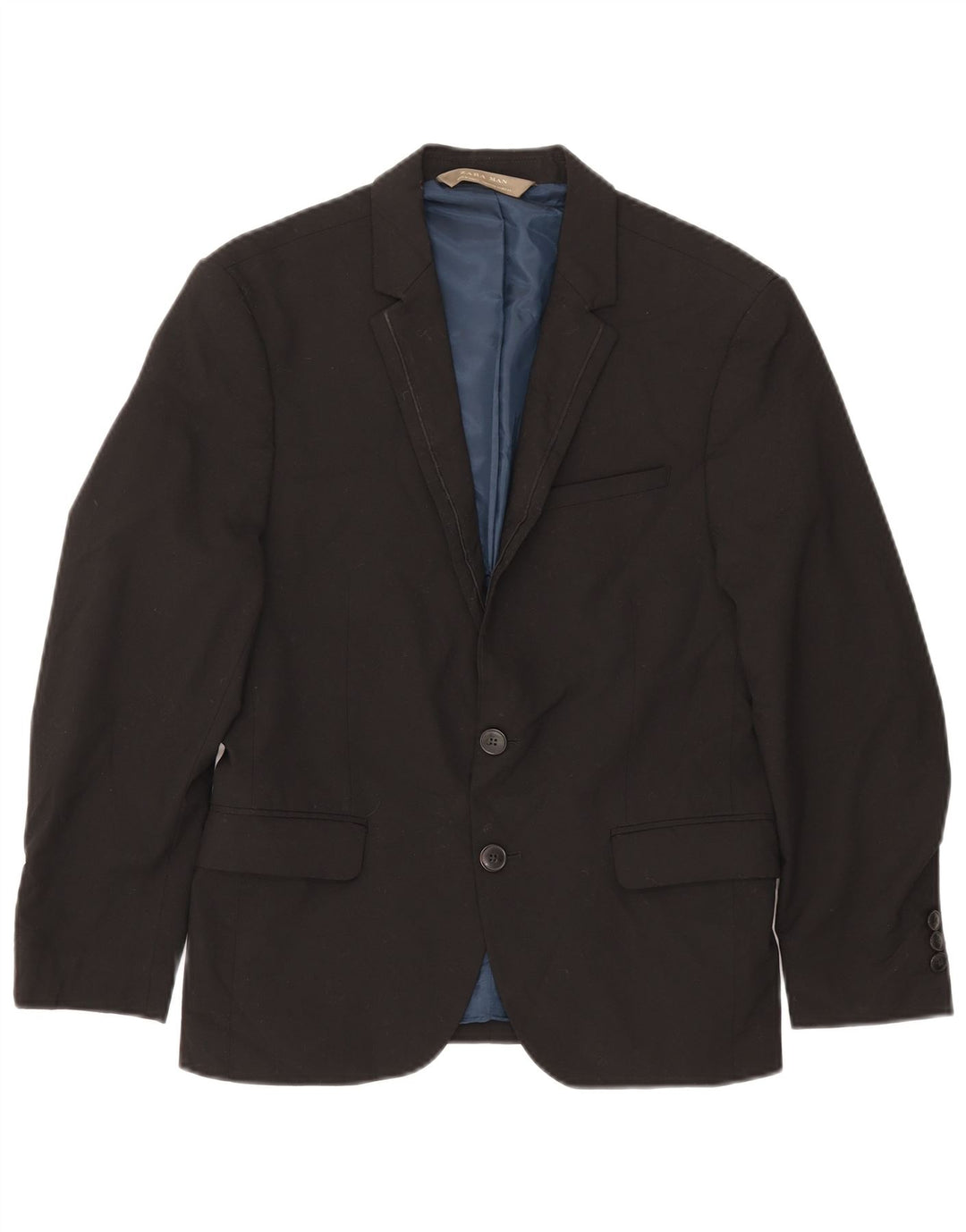 Zara Veste Blazer 2 Boutons Homme EU 44 XS Noir Polyester