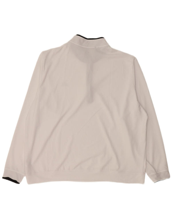 ADIDAS Mens Zip Neck Sweatshirt Jumper 2XL White Polyester