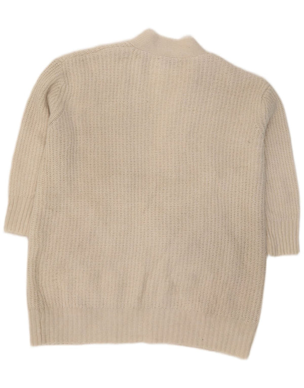 Zara Cardigan surdimensionné à manches 3/4 pour femme UK 10 Small Blanc cassé