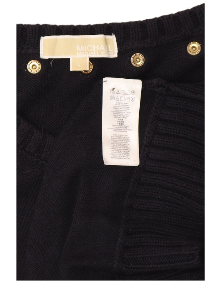 MICHAEL KORS Robe pull pour femme UK 14 Large Bleu marine à pois