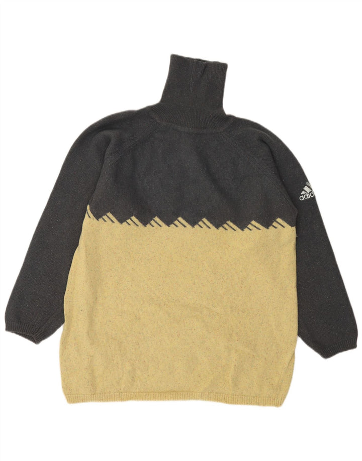 Adidas Pull col roulé pour homme en laine color block Gris Taille S